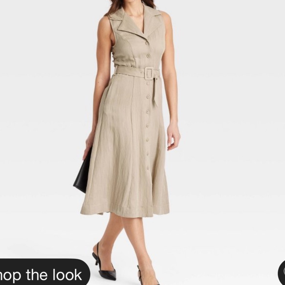 a new day Beige Sleeveless Belted Midi Dress